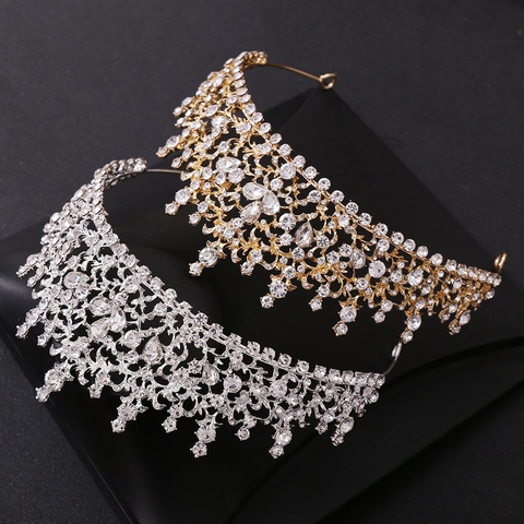 Corona Da Sposa Barocca Tiara Lusso Strass Cristallo Lega Accessori Per Capelli Matrimonio Compleanno Festa Principessa