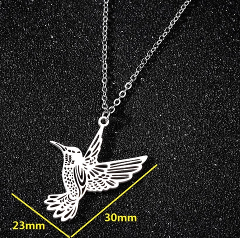 Collana Con Ciondolo A Forma Di Colibrì Cavo In Acciaio Inossidabile Gioielli Animali Per Donna