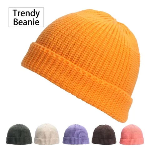 Strickmütze Beanie Acryl Warm Winter Umschlag Docker Mütze Retro Streetwear Für Herren Damen