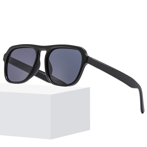 Retro Square Sunglasses Women Men PC Frame UV400 Protection Oversized Fashion Eyewear Double Bridge Anti Blue Light