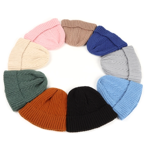 Winter Knitted Beanie Hat Soft Acrylic Cable Knit Ribbed Cuffed Warm Windproof Casual Outdoor For Women Men Unisex