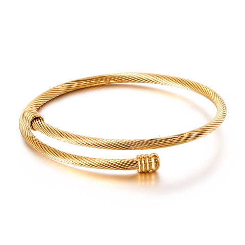 Bracciale A Cavo Torsolo In Acciaio Inossidabile Bangle Aperto Regolabile Gioielli Da Donna Moda Minimalista