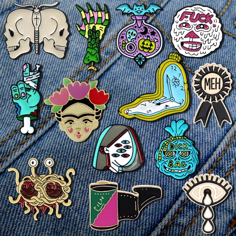 Broche En Émail Épingle Alliage Drôle Dessin Animé Gothique Punk Halloween Badge Pour Vestes Sacs À Dos Vêtements Décoration