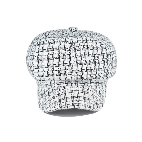 Dames Vintage Newsboy Pet Tweed Geruit Achthoekige Hoed Britse Stijl Retro Baret Voor Herfst Winter Elegante Accessoires