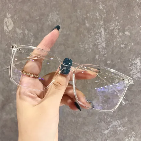 Montura De Gafas Cuadradas Anti Luz Azul PC Transparente Simple De Tendencia Para Mujeres Hombres