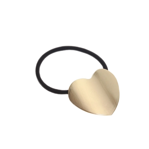 Minimalist Geometric Metal Hair Ties Brushed Gold Heart Triangle Square Elastic Ponytail Holder Fashion For Women