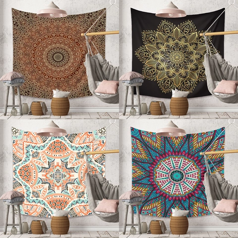 Arazzo Da Parete Mandala Tessuto In Poliestere Arte Bohémien Sfondo Per Decorazione Camera Da Letto