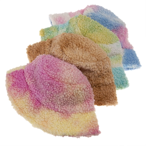 Winter Warme Lamswol Tie-Dye Vissershoed Winddicht Dik Kunstbont Dames Pet
