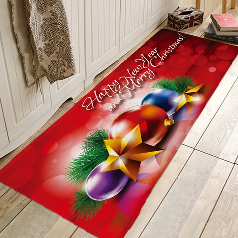 Tappetino Pavimento Natale Flanella Assorbente Antiscivolo Tappeto Porta Per Cucina Bagno Soggiorno Decorazione Festiva Casa
