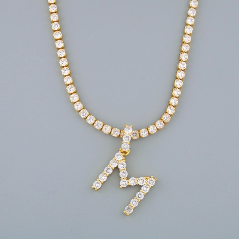 Collana Con Iniziale Alfabeto Da Donna Rame Placcato Oro 18K Con Zirconi Micro Pavé Gioiello Regalo