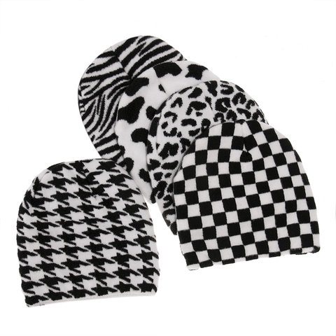 Gebreide Beanie Muts En Hoofdband Acryl Warm Winter Outdoor Hip Hop Zwart Wit Patroon Accessoire