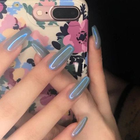 Aurora Chrome Nail Powder Air Cushion Pen Solid Iridescent Mirror Effect Manicure Tool Sponge Applicator Multifunctional