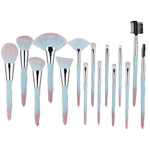 Professional Makeup Brushes Diamond Cut Geometric Handle Synthetic Fiber Colorful Gradient Soft Eye Shadow Beauty Tools