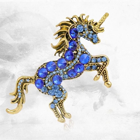 Vintage Unicorn Brooch Alloy Rhinestone Crystal Animal Shape Retro Elegant Fashion Jewelry Pins For Women Men