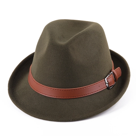 Vintage Filz Fedora Hut Für Herren Damen Klassische Jazz Kappe Mit Gürtelschnalle Breiter Krempe Herbst Winter Elegant Panama Hut