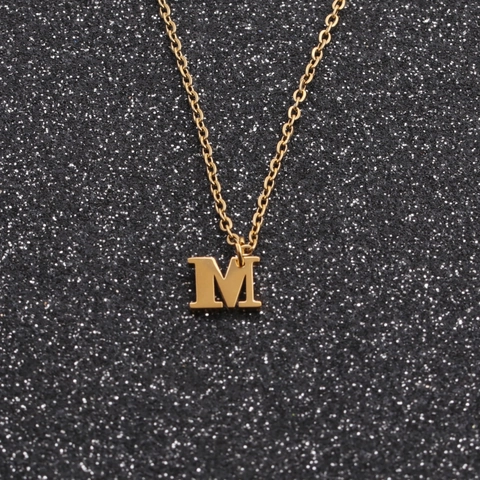 Collar Letra Inicial De Acero Inoxidable Colgante Alfabeto Geométrico Simple Joyería Regalo