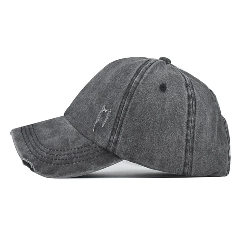 Gorra De Béisbol Coleta Algodón Lavado Cruzado Distressed Roto Sombrero Sol Mujer Ajustable