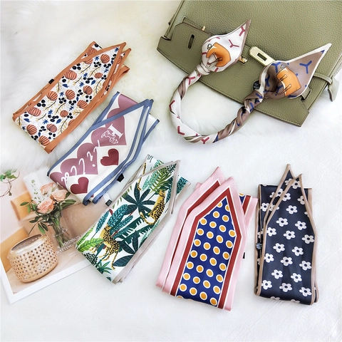 Pañuelo Estrecho Cinta Satén Estampada Moda Twilly Para Cuello Asa De Bolso Accesorios Pelo Mujer