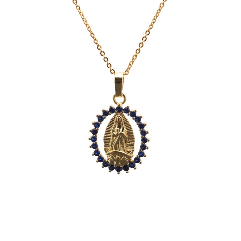 Gold Plated Copper Zirconia Virgin Mary Pendant Necklace For Women Micro Inlaid Religious Jewelry Our Lady Of Guadalupe