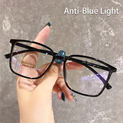 Montura De Gafas Cuadradas Anti Luz Azul PC Transparente Simple De Tendencia Para Mujeres Hombres
