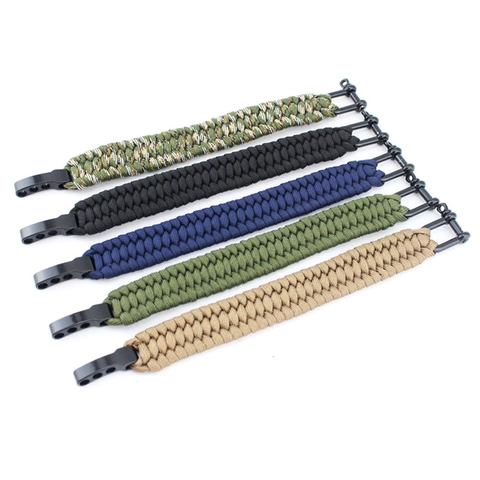 Outdoor Survival Bracelet Paracord Hand Woven Emergency Camping Mountaineering Adjustable Metal Shackle Buckle Tactical Wristband