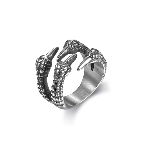 Gothic Dragon Claw Open Ring Stainless Steel Retro Punk Style Jewelry For Men And Women Personality Accessories