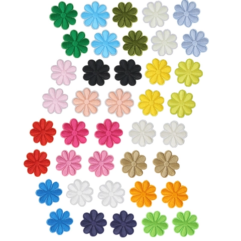 Parches Bordados Margaritas Girasoles Coloridos Poliéster Fieltro Termoadhesivos Respaldo Adhesivo Para Ropa DIY Decorativo