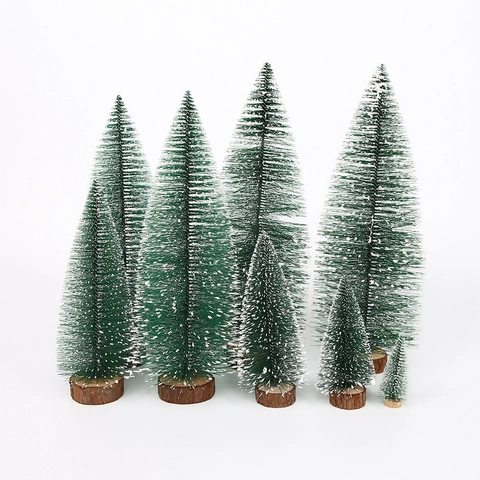 Mini Albero Di Natale Artificiale Cedro Con Neve Bianca Floccata Base In Legno Per Decorazione Da Tavolo Aghi Di Pino