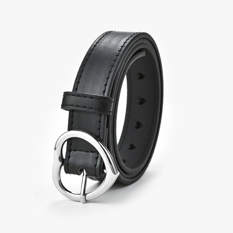 Girls Sweet Heart Buckle PU Leather Belt Fashion Heart Shape Cutout Waistband For Dress And Pants Decoration Accessory