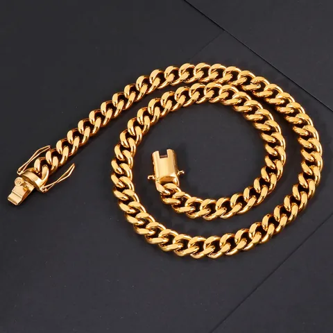 Cuban Link Chain Necklace And Bracelet 316L Stainless Steel Heavy Hip Hop Streetwear Men High Polished Jewelry