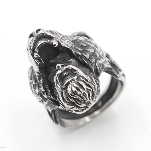Wikinger Wolf Ring 316L Edelstahl Nordischer Krieger Bärenkopf Übertriebener Punk Gothic Biker Schmuck Für Herren Retro