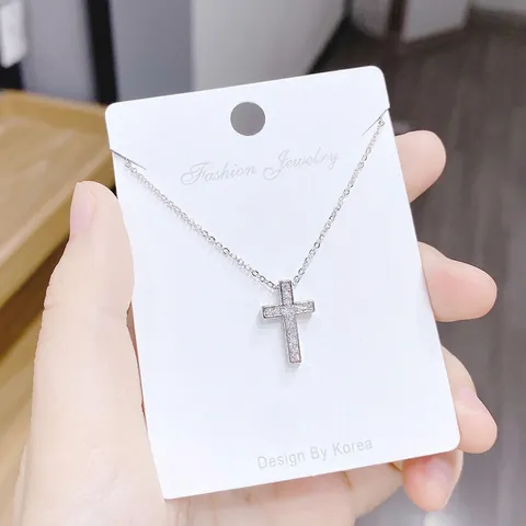 Collana Con Ciondolo A Croce Rame Zircone Placcato Oro Elegante Catena Clavicola Per Donne
