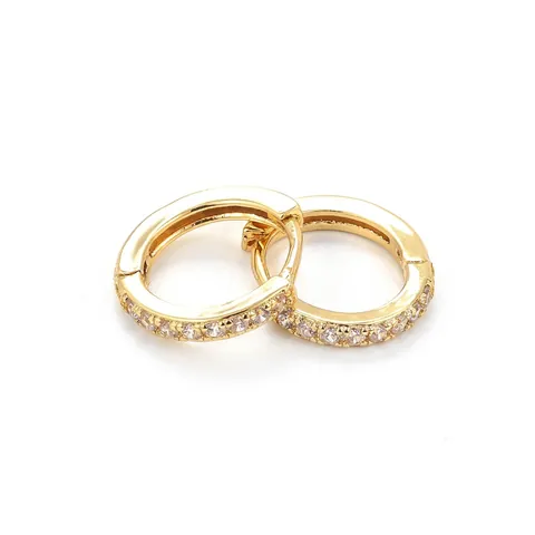Simple Copper Round Hoop Earrings Micro Pave Zirconia Huggie Ear Clips Gold Silver Black For Women Fashion Jewelry Accessories