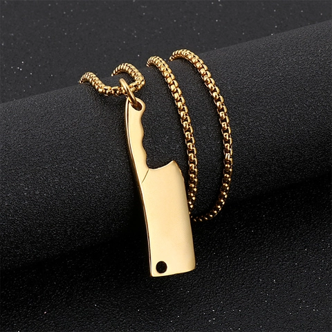 Pendentif Mini Couteau De Cuisine En Acier Inoxydable Forme Hachoir Style Punk Rock Hip Hop Bijou Pour Hommes Femmes