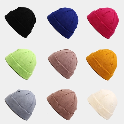 Berretto In Maglia Distressed Beanie Ripped Docker Cap Senza Tesa Skullcap Streetwear Caldo Inverno Retrò Unisex
