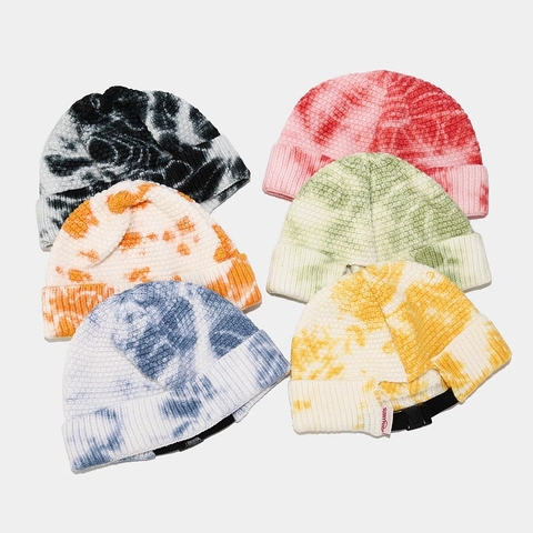 Vintage Tie Dye Gebreide Muts Voor Dames Heren Katoenmix Randloze Miki Hat Streetwear Warme Winter Docker Cap Sieraden