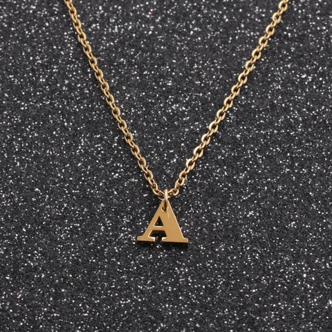 Collar Letra Inicial De Acero Inoxidable Colgante Alfabeto Geométrico Simple Joyería Regalo