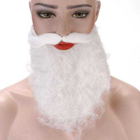 White Santa Claus Beard Realistic Flannel Fake Mustache For Christmas Party Costume Dress Up Accessories For Adults And Kids