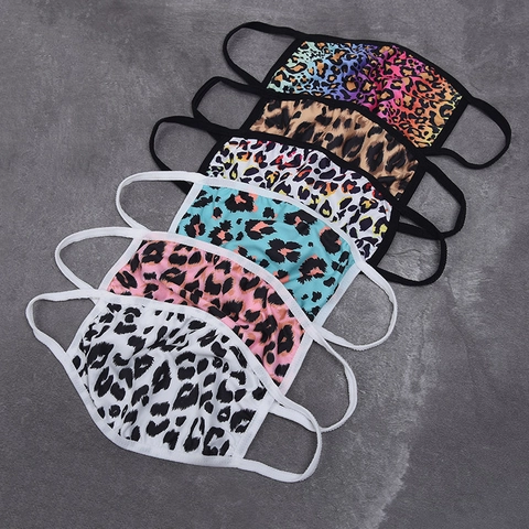 Mascherina Facciale Con Stampa Leopardata Moda Lavabile Riutilizzabile Traspirante Antipolvere Tessuto Raso Di Latte Motivo Animale Per Donne