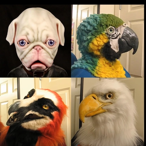 Realistic Animal Head Mask Latex Faux Fur Halloween Cosplay Costume Party Prop For Adults