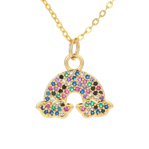 Collana Minimalista con Ciondolo Ponte Arcobaleno in Rame per Donna con Zirconia Colorata Micro Pave Gioielli Regalo