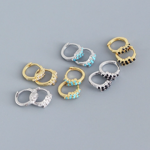 Créoles Minimalistes En Argent Sterling 925 Incrustées De Zirconium Style Huggie Géométrique Bijoux Élégants Pour Femmes