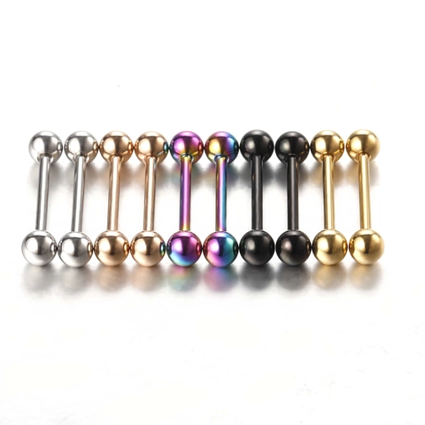 Stainless Steel Piercing Jewelry Barbell Round Ball Cone Design Tongue Rings Nipple Studs Body Accessories