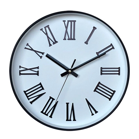 Orologio Da Parete Rotondo Quarzo Movimento Silenzioso Decorativo Metallo Plastica Numeri In Rilievo Salone Ufficio Casa