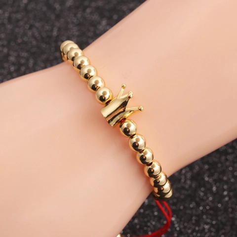 Bracciale Intrecciato A Mano Con Corona Con Perline In Rame E Corda Regolabile Per Uomo E Donna Elegante Accessorio Di Gioielleria