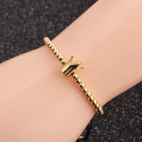 Bracciale Intrecciato A Mano Con Corona Con Perline In Rame E Corda Regolabile Per Uomo E Donna Elegante Accessorio Di Gioielleria