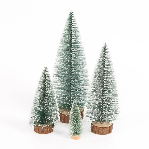 Mini Albero Di Natale Artificiale Cedro Con Neve Bianca Floccata Base In Legno Per Decorazione Da Tavolo Aghi Di Pino