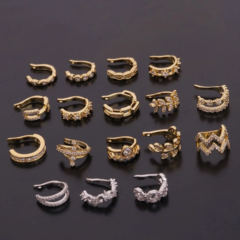 Pendiente De Clip De Cobre Con Circonita Sin Perforación Clip De Oreja En Forma De U Joyería De Moda Para Mujer