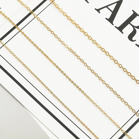 DIY Jewelry Making Chain 18K Gold Plated Copper Brass Flattened O-Chain For Handmade Necklace Bracelet Crafting Simple