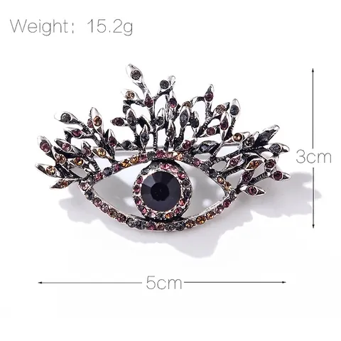 Broche Oeil Du Diable Vintage Alliage Strass Multicolores Design Branche Style Rétro Bijou Pour Femmes Hommes